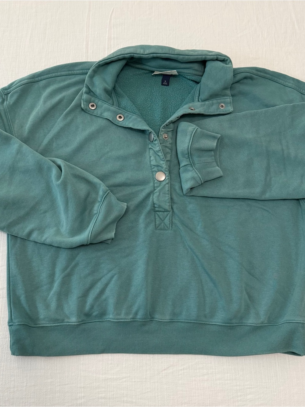 Universal Thread Women’s XL Teal Fleece Snap Pullover Sweatshirt Cozy Oversized